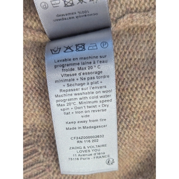 Zadig & Voltaire Markus Flash Lightning Bolt 100% Cashmere Sweater Size Small - Picture 6 of 7